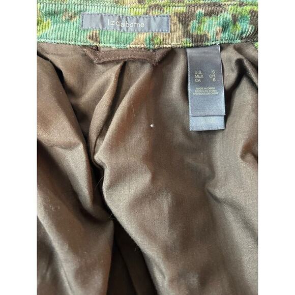 VTG Liz Claiborne Green/Brown Floral Printed Elbow Patch Corduroy Jacket Small - Picture 9 of 13